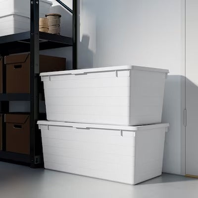 IKEA SOCKERBIT Storage box with lid, white | IKEA Paper & media boxes | IKEA Storage boxes & baskets | IKEA Small storage & organisers | Eachdaykart
