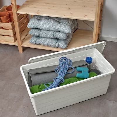 IKEA SOCKERBIT Storage box with lid, white | IKEA Paper & media boxes | IKEA Storage boxes & baskets | IKEA Small storage & organisers | Eachdaykart