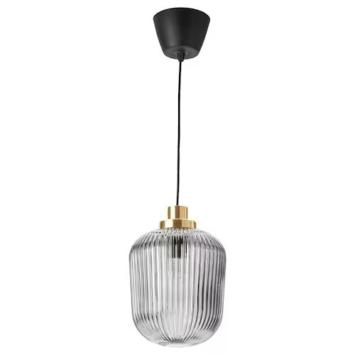 IKEA SOLKLINT Pendant lamp, brass/grey clear glass, 22 cm (9 ") | IKEA ceiling lights | Eachdaykart
