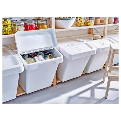 IKEA SORTERA Waste sorting bin with lid, white | IKEA Secondary storage boxes | IKEA Storage boxes & baskets | IKEA Small storage & organisers | Eachdaykart