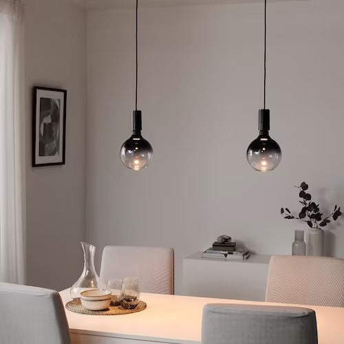 IKEA SUNNEBY / MOLNART Pendant lamp with light bulb, black/black clear glass | IKEA ceiling lights | Eachdaykart