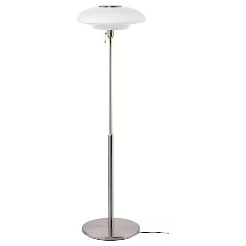 IKEA TALLBYN Floor Lamp Nickel Plated Opal White Glass
