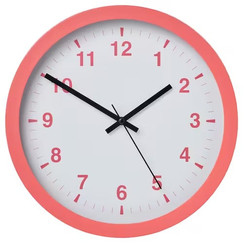 IKEA TJALLA Wall clock, pink | IKEA Wall & table clocks | Eachdaykart