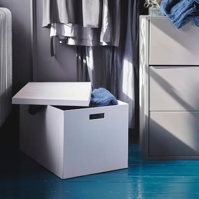 IKEA TJENA Storage box with lid, white | IKEA Paper & media boxes | IKEA Storage boxes & baskets | IKEA Small storage & organisers | Eachdaykart