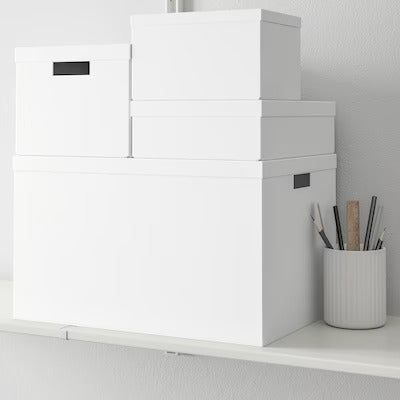 IKEA TJENA Storage box with lid, white | IKEA Paper & media boxes | IKEA Storage boxes & baskets | IKEA Small storage & organisers | Eachdaykart
