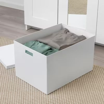 IKEA TJENA Storage box with lid, white | IKEA Paper & media boxes | IKEA Storage boxes & baskets | IKEA Small storage & organisers | Eachdaykart