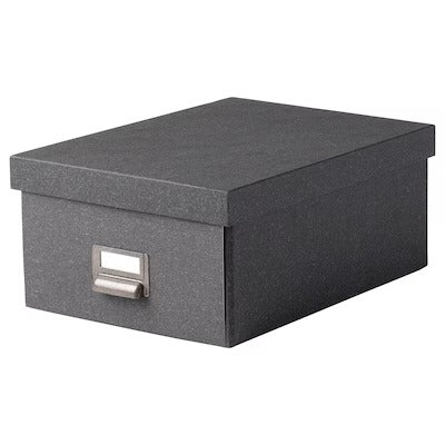 IKEA TJOG Storage box with lid, dark grey | IKEA Paper & media boxes | IKEA Storage boxes & baskets | IKEA Small storage & organisers | Eachdaykart