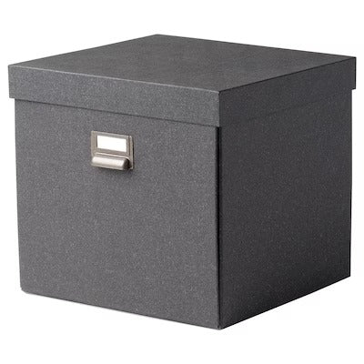 IKEA TJOG Storage box with lid, dark grey | IKEA Paper & media boxes | IKEA Storage boxes & baskets | IKEA Small storage & organisers | Eachdaykart