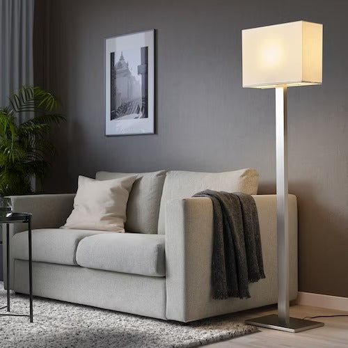 IKEA TOMELILLA Floor lamp, nickel-plated/white, 150 cm (59 ") | IKEA Floor Lamps | Eachdaykart
