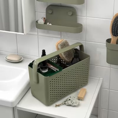 IKEA UPPRAMEN Storage basket, grey-green | IKEA Bathroom boxes & baskets | Eachdaykart