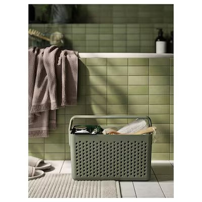 IKEA UPPRAMEN Storage basket, grey-green | IKEA Bathroom boxes & baskets | Eachdaykart