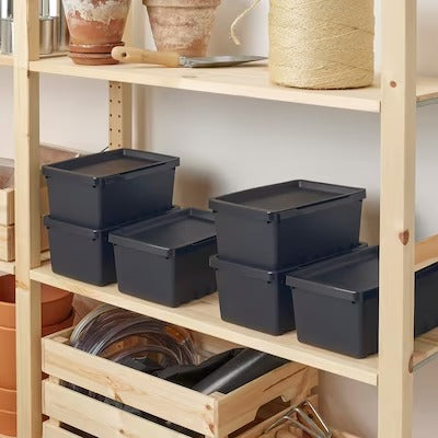 IKEA UPPSNOFSAD Storage box with lid, black | IKEA Secondary storage boxes | IKEA Storage boxes & baskets | IKEA Small storage & organisers | Eachdaykart