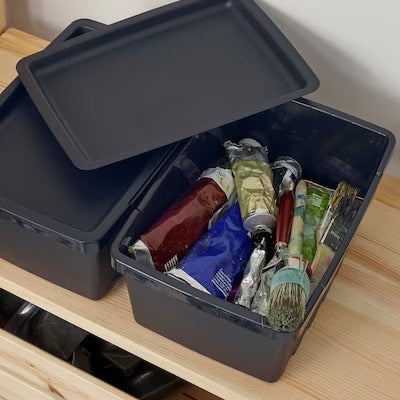 IKEA UPPSNOFSAD Storage box with lid, black | IKEA Secondary storage boxes | IKEA Storage boxes & baskets | IKEA Small storage & organisers | Eachdaykart