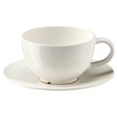 IKEA VARDAGEN Teacup with saucer, off-white | IKEA Mugs & cups | IKEA Coffee & tea | Eachdaykart
